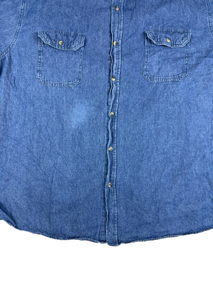 Wrangler Blue Cotton Long Sleeve Collared Button Up Shirt 2XL