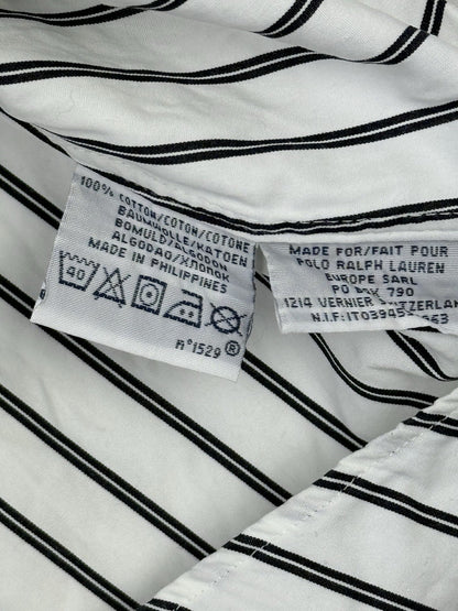 Polo Ralph Lauren White Striped Slim Fit Collared Shirt Large