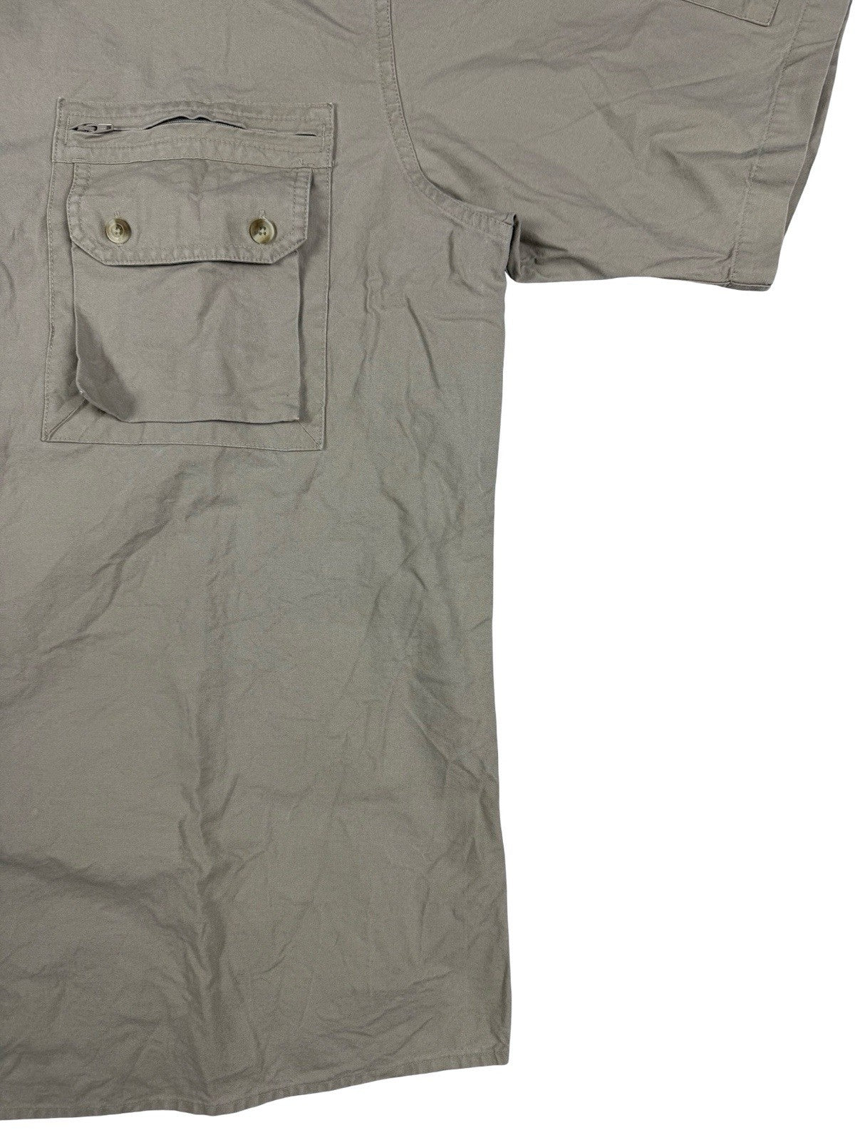 Cabela's Vintage Beige Safari Series Short Sleeve Cargo Shirt Large