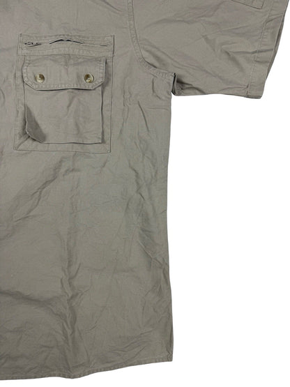 Cabela's Vintage Beige Safari Series Short Sleeve Cargo Shirt Large