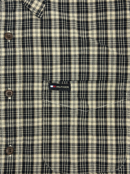 Tommy Hilfiger Retro Beige Plaid Cotton Shirt Medium
