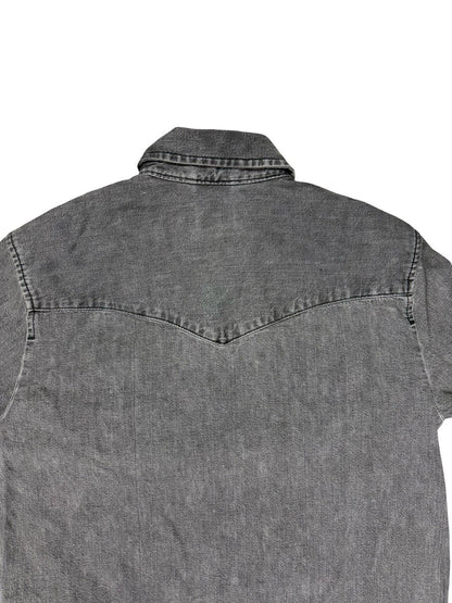 Levi's Faded Grey Pearl Snap Western Cotton Denim Shirt Small