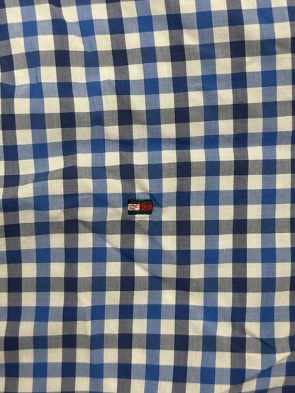 Tommy Hilfiger Blue Check Custom Fit Short Sleeve Shirt Medium