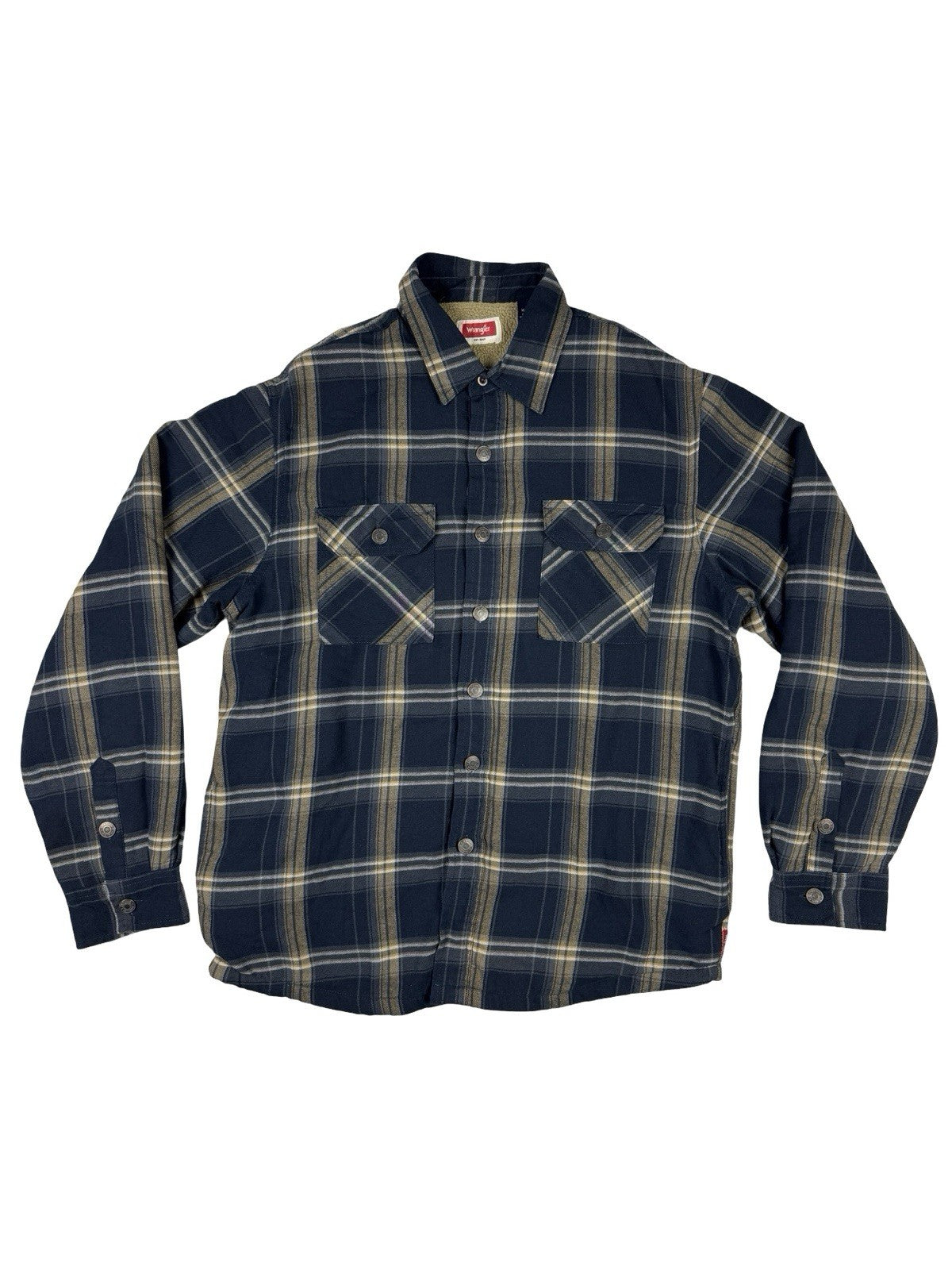 Wrangler Blue Plaid Fleece Lined Shirt Jacket Medium