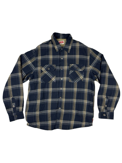 Wrangler Blue Plaid Fleece Lined Shirt Jacket Medium