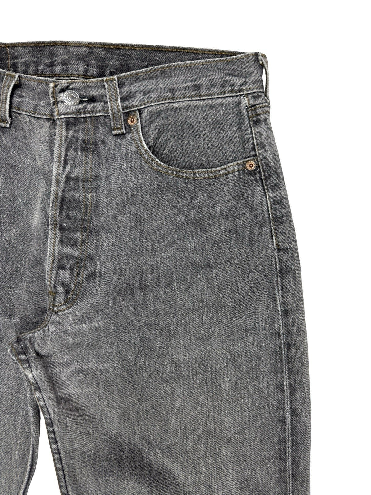 Levi's 501 Vintage Grey Straight Leg Button Fly Denim Jeans 32W 32L Made in UK