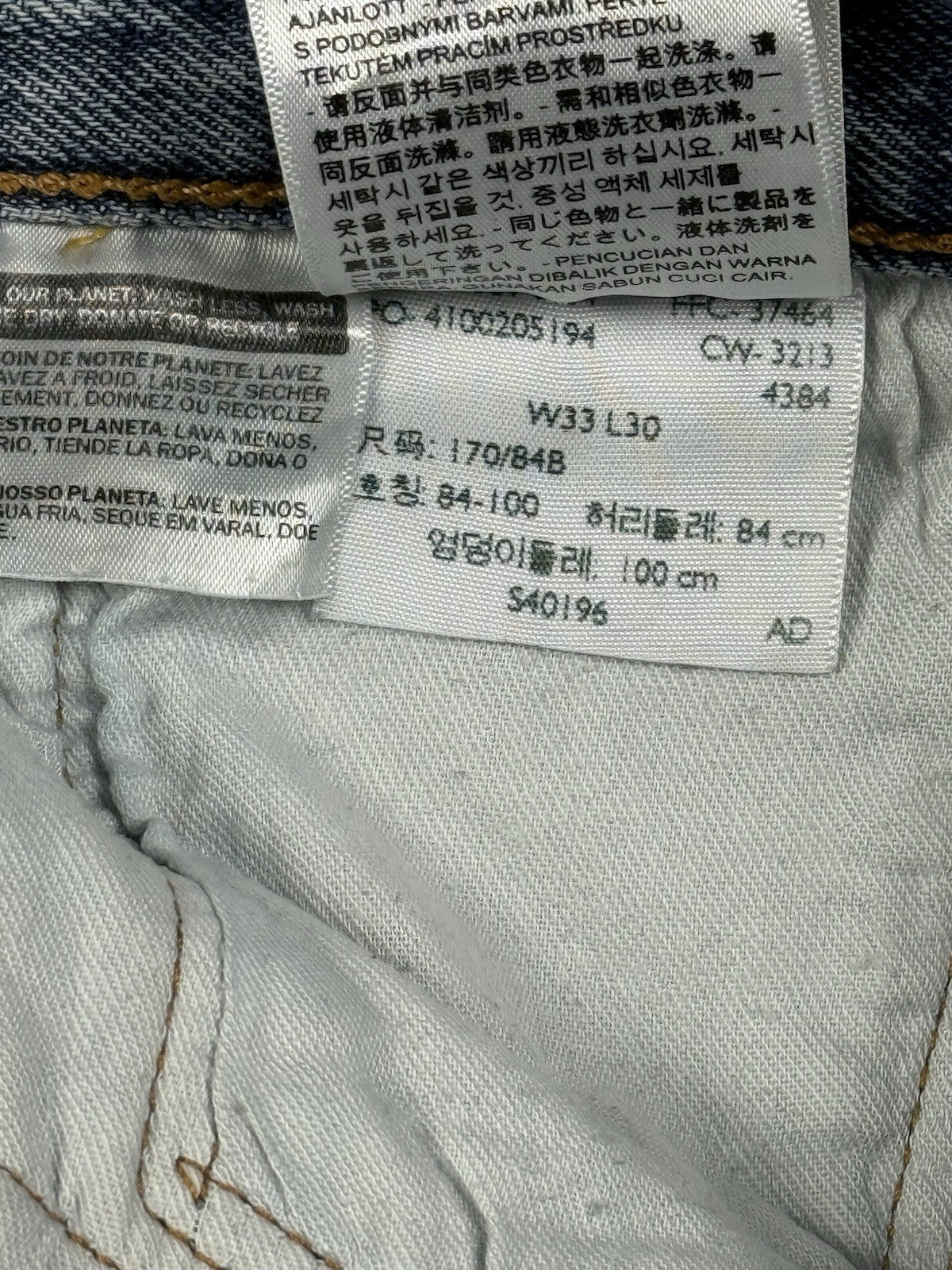 Levi's 501 Straight Leg Blue Denim Jeans 33W 30L
