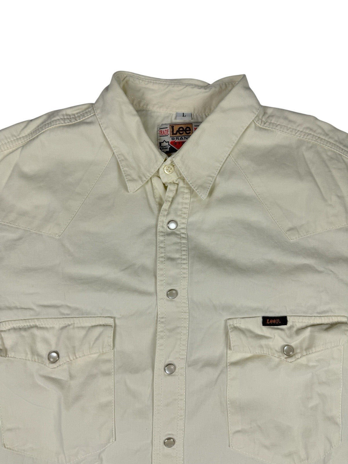 Lee Vintage 90s Off White Pearl Snap Shirt Large