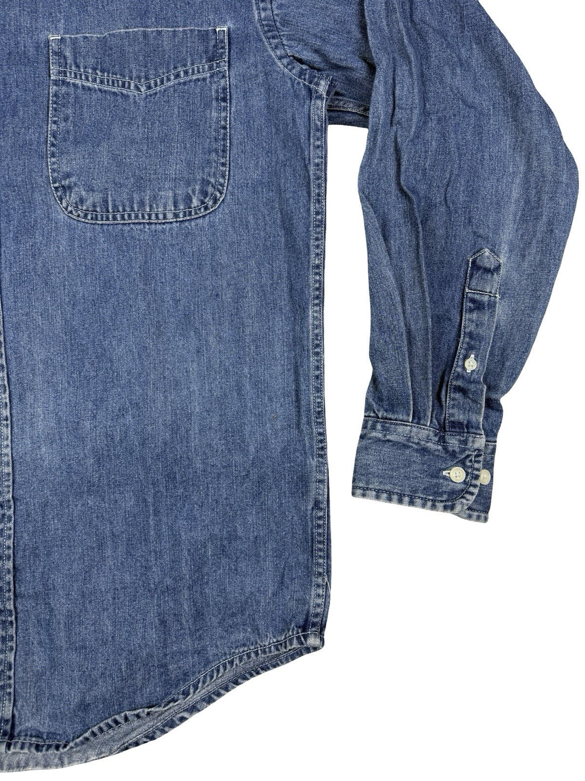St John's Bay Vintage Blue Denim Workwear Shirt Small