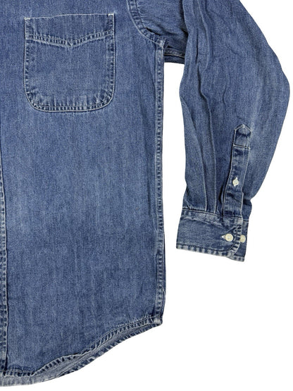 St John's Bay Vintage Blue Denim Workwear Shirt Small