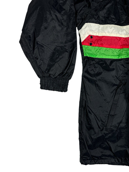 Adidas Vintage Black Hooded Striped Zip Track Jacket Large