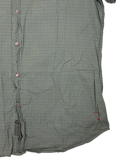 GUESS Green Embroidered One World Collared Shirt Large