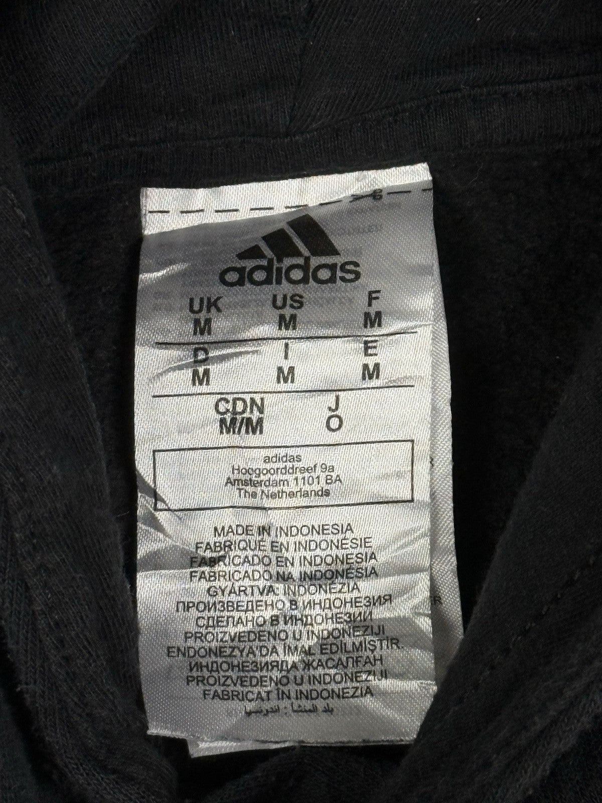 Adidas Black Embroidered Pullover Hoodie Medium