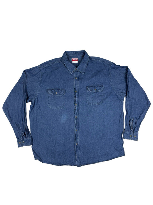 Wrangler Blue Cotton Long Sleeve Collared Button Up Shirt 2XL