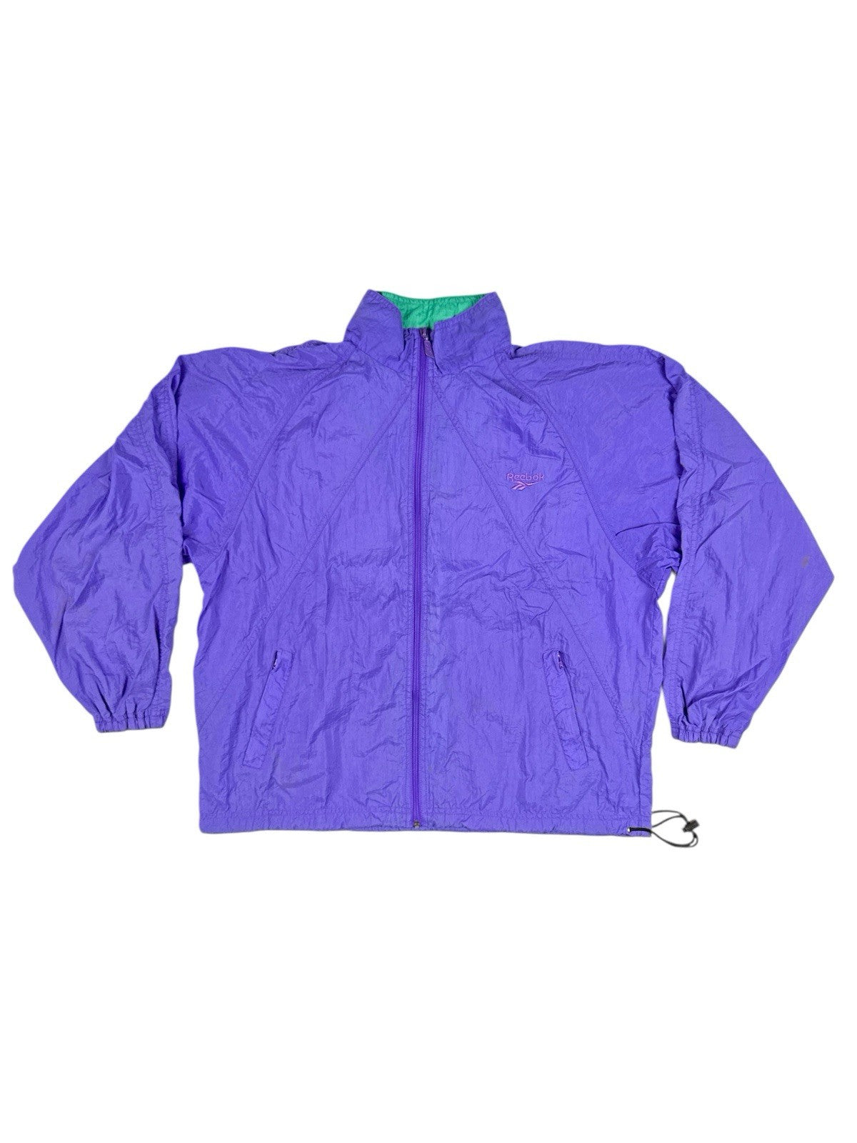 Reebok Retro Purple Nylon Zip Track Jacket Large