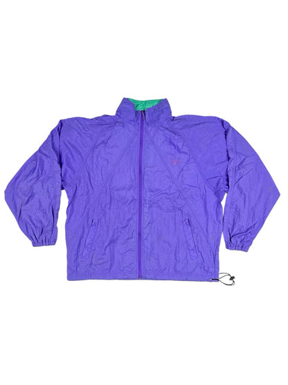Reebok Retro Purple Nylon Zip Track Jacket Large