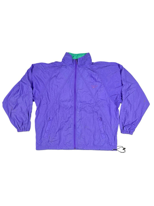 Reebok Retro Purple Nylon Zip Track Jacket Large