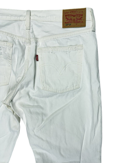 Levi's 501 CT White Distressed Denim Jeans 28W 32L