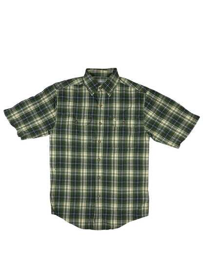 Carhartt Green Plaid Cotton Short Sleeve Flannel Shirt Small