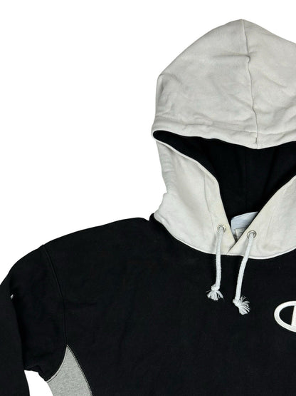 Champion Black Embroidered Colourblock Retro Hoodie Small