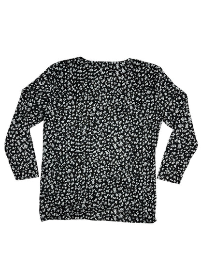 BNWT M&S Black Leopard Print Long Sleeve Polyester Top
