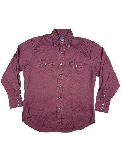 Wrangler Maroon Western Cowboy Pearl Snap Shirt Large
