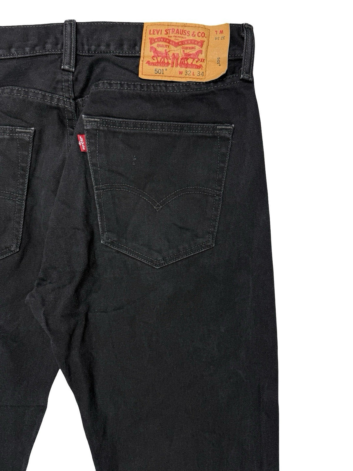 Levi's 501 Black Straight Leg Denim Jeans 32W 34L