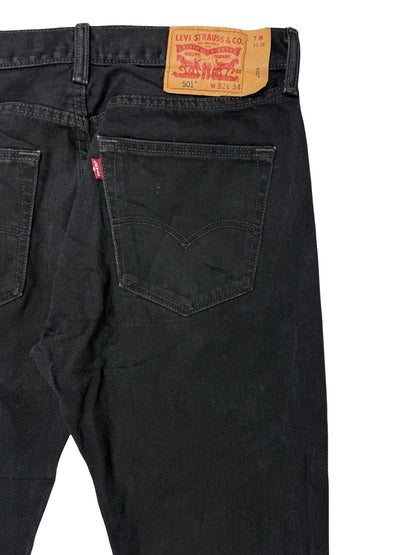 Levi's 501 Black Straight Leg Denim Jeans 32W 34L