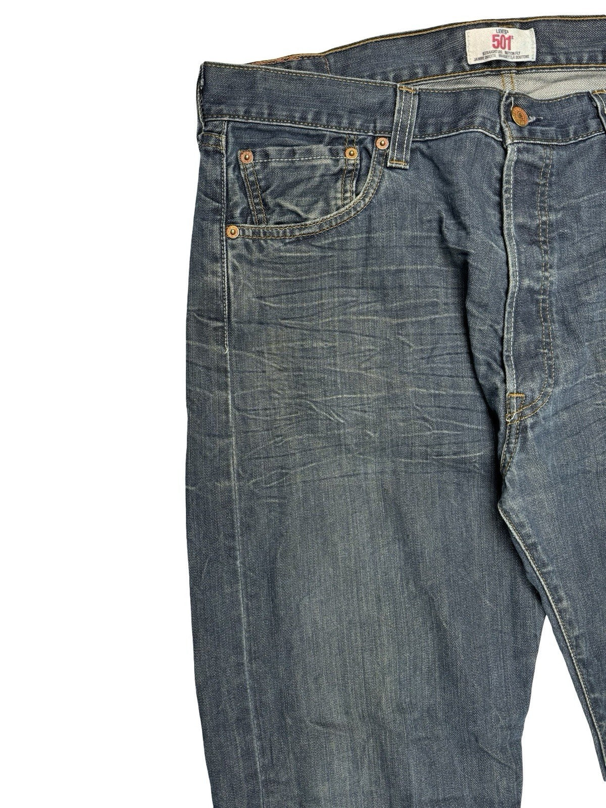 Levi's 501 Blue Straight Leg Button Fly Denim Jeans 36W 32L