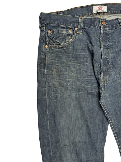 Levi's 501 Blue Straight Leg Button Fly Denim Jeans 36W 32L