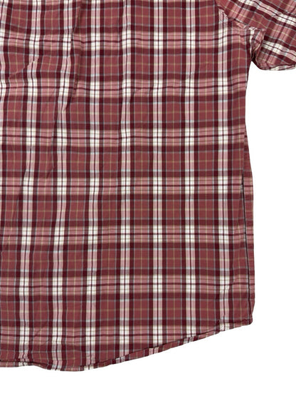 Carhartt Retro Red Plaid Short Sleeve Y2K Button Cotton Shirt 2XL