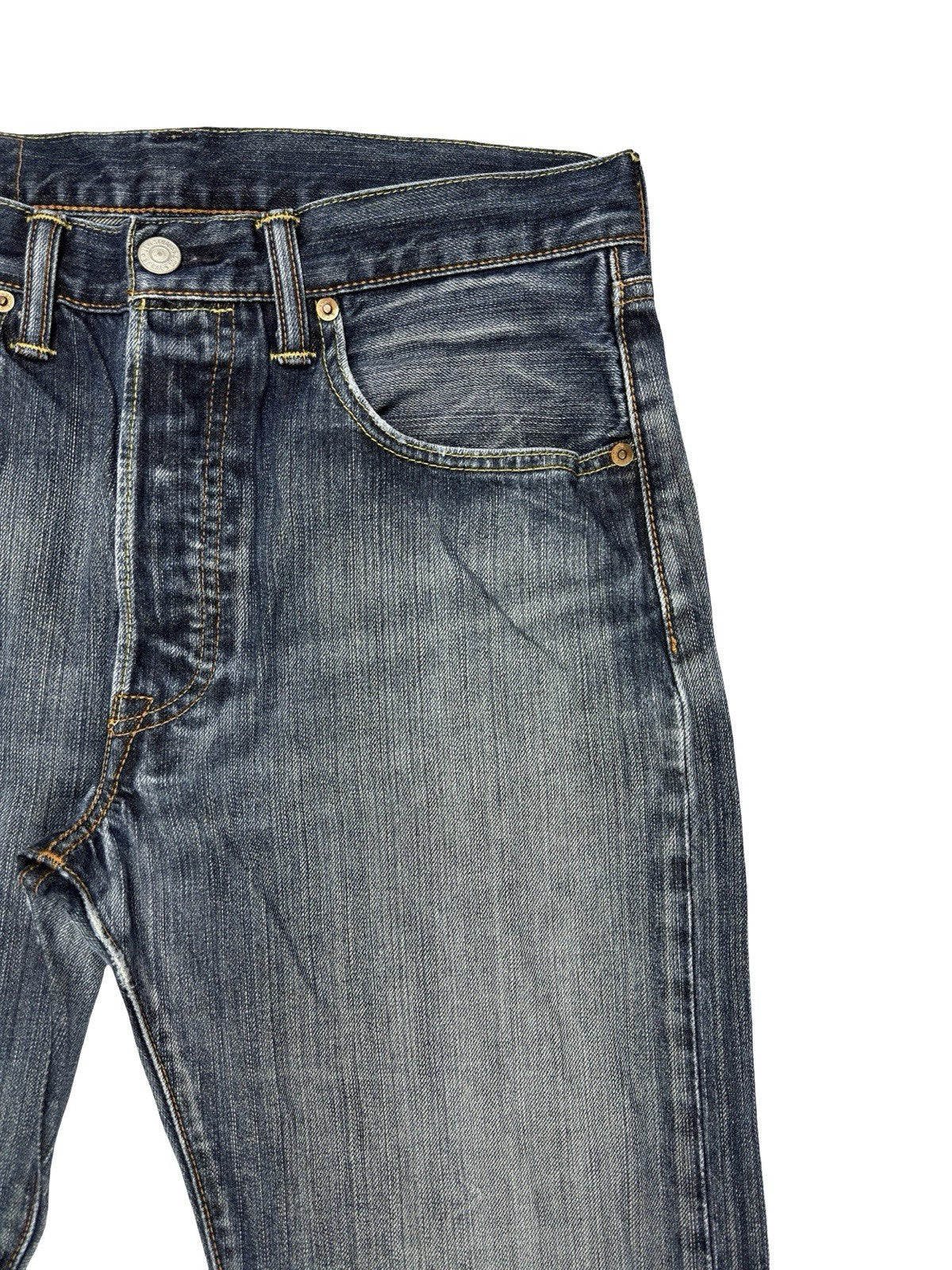 Levi's 501 Blue Straight Fit Button Fly Denim Jeans 32W 32L