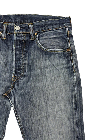 Levi's 501 Blue Straight Fit Button Fly Denim Jeans 32W 32L