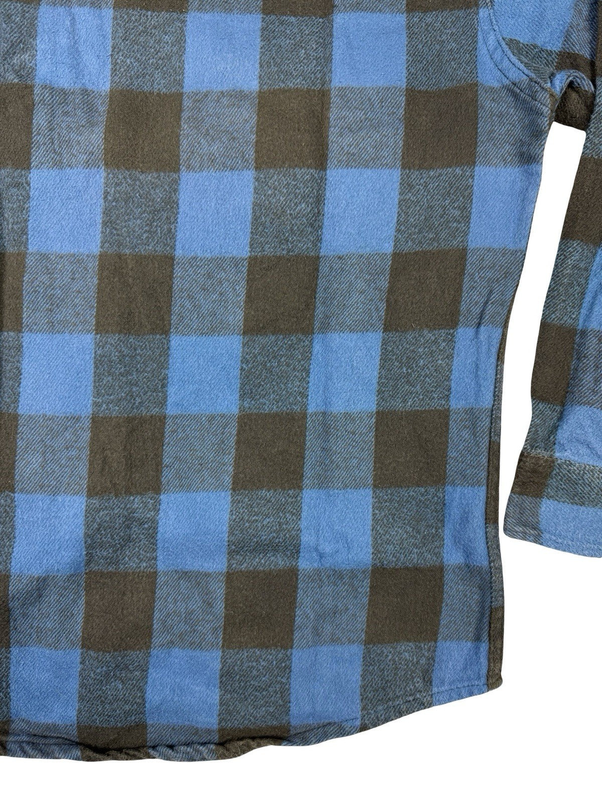 Fieldmaster Vintage Faded Blue Plaid Cotton Lumberjack Grunge Shirt Medium USA