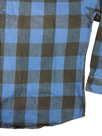 Fieldmaster Vintage Faded Blue Plaid Cotton Lumberjack Grunge Shirt Medium USA