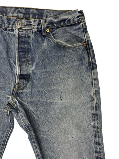 Levi's 501 Blue Straight Leg Distressed Paint Denim Jeans 36W 32L