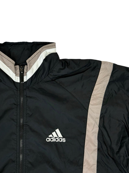 Adidas Vintage Black Nylon Zip Track Jacket Medium
