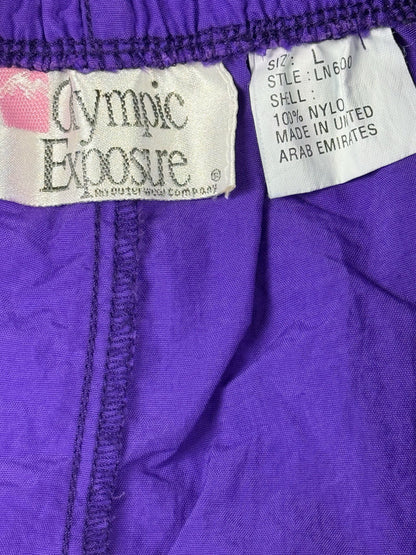 Olympic Exposure Retro Y2K Purple Nylon Exercise Sport Shorts Large
