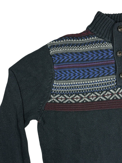 Chaps Blue Cotton Retro Knit Jumper Small