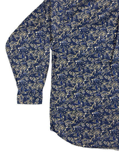 Club Room Retro Blue Cotton Paisley Shirt XL
