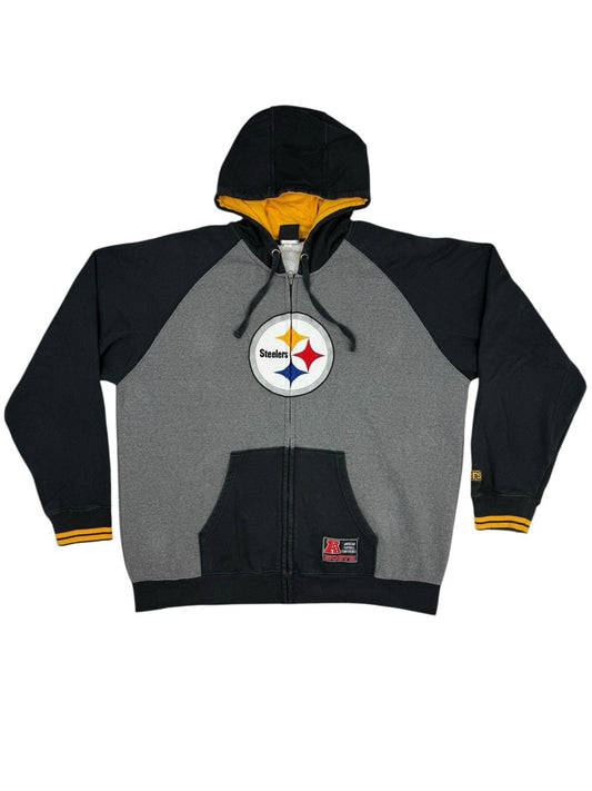 NFL Pittsburgh Steelers Retro Grey Zip Hoodie Jacket XL