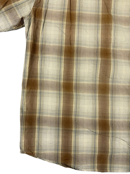 Carhartt Relaxed Fit Lightweight Beige Plaid Short Sleeve Shirt Medium