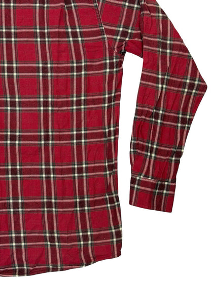 Wrangler Red Plaid Cotton Collared Shirt Large