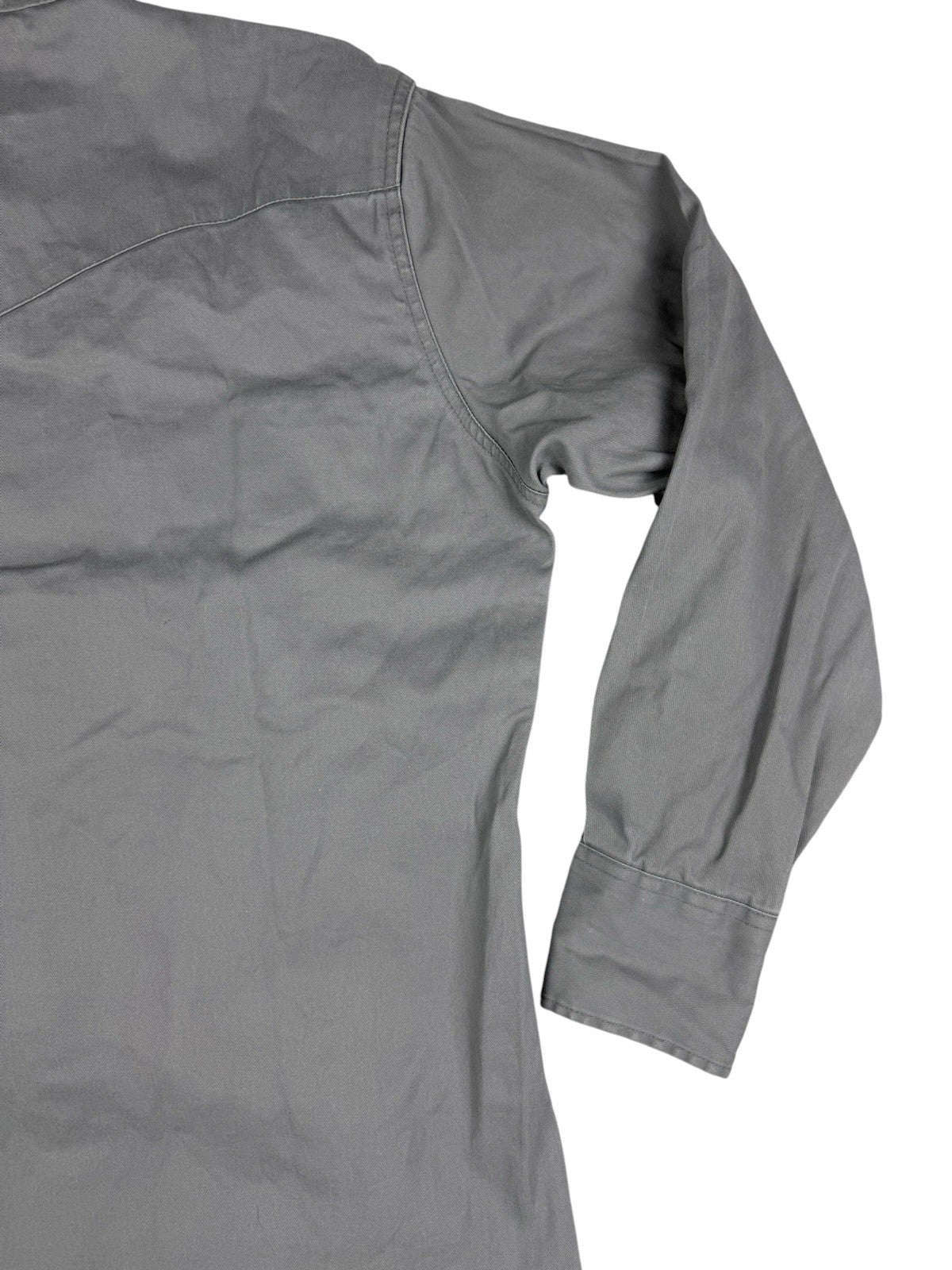 Wrangler Grey Cowboy Cut Pearl Snap Firm Twill Work Shirt Medium
