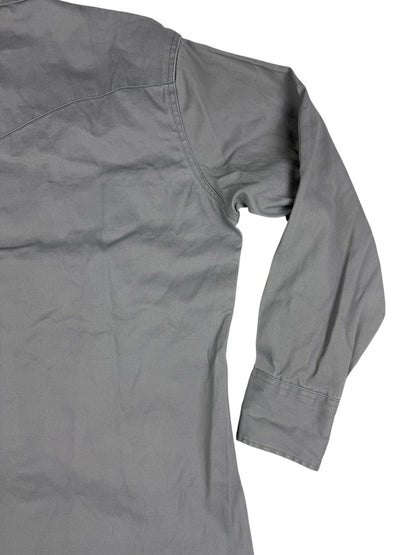 Wrangler Grey Cowboy Cut Pearl Snap Firm Twill Work Shirt Medium