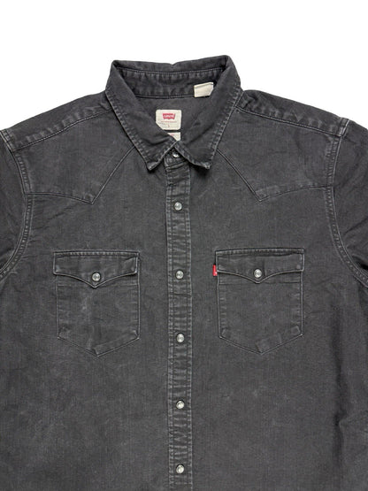 Levi's Faded Black Pearl Snap Western Denim Shirt Large