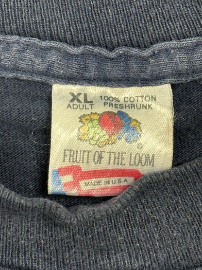 Vintage Blue Kittery Trading Post Funny Novelty Cotton Americana Top XL