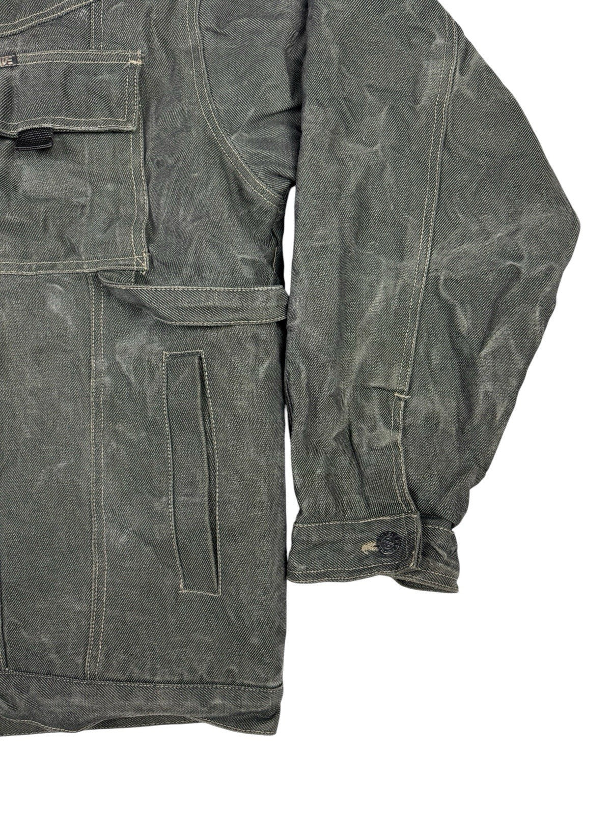 Barcode Jeans Grey Denim Y2K Sherpa Lined Utility Jacket XL