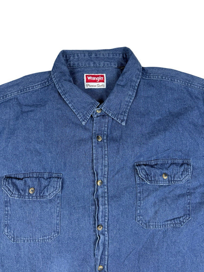 Wrangler Blue Cotton Long Sleeve Collared Button Up Shirt 2XL