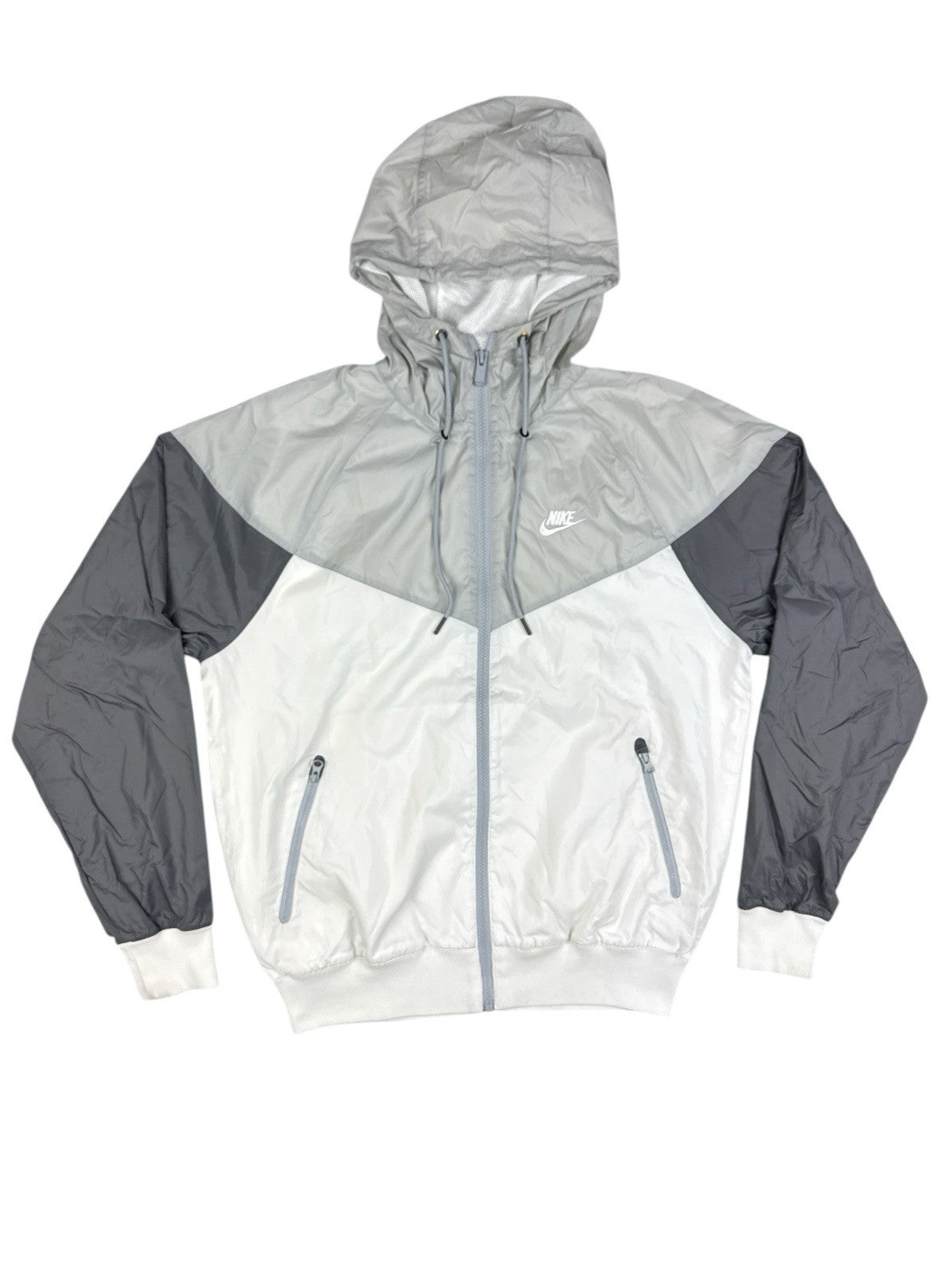 Nike Grey Nylon Windrunner Hooded Track Jacket XS
